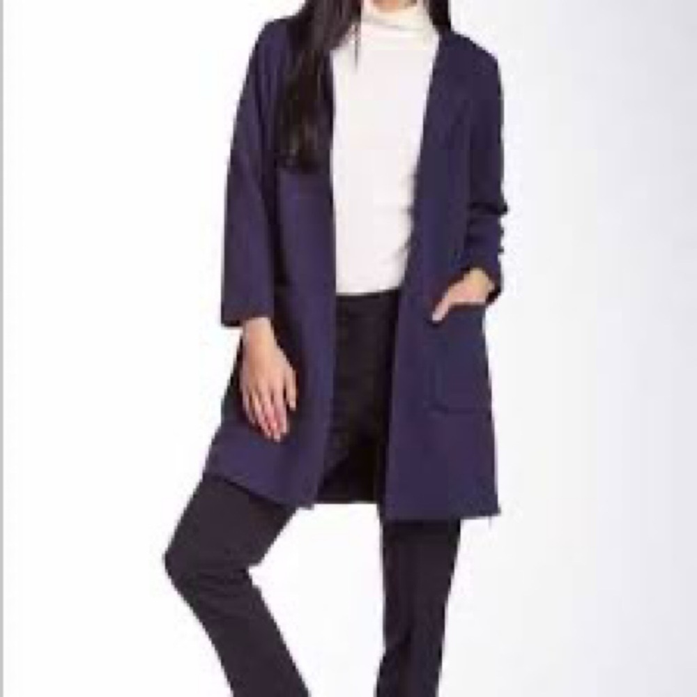 Harlow & Graham Navy Blue Open Front Duster/ Cardigan Jacket in Small. #953